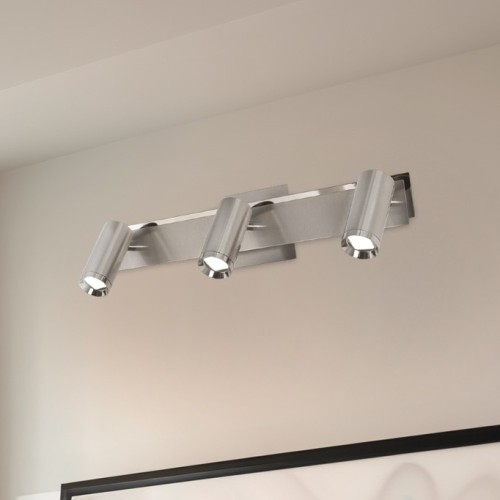 Aplique Lampara Pared Nachos 3 Luces Led Direccionable Acero Plateado