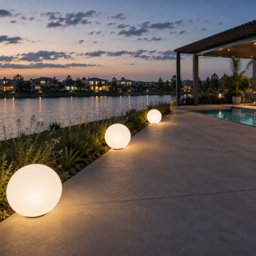 Lampara Aplique Para Piso Globo Opal 1 Luz E27 Ø35cm Jardin Blanco