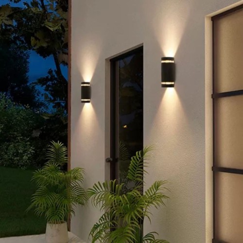 Aplique Exterior Exo Bidireccional Aluminio 2xgu10 Led Negro