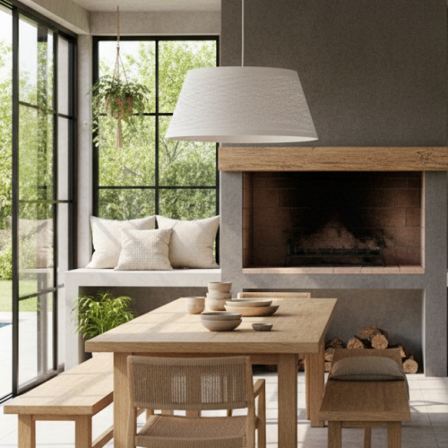 Colgante Molena Grande E27 Hilo Kraft Con Globo Blanco Blanco