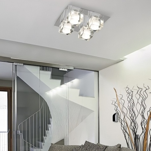 Plafon 4 Luces Delta Ii 4914 Cromo Elegante