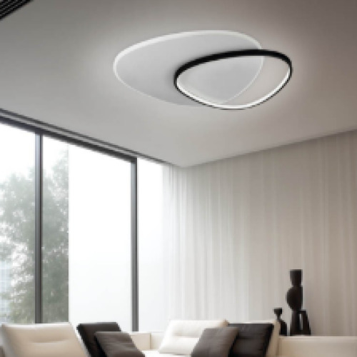 Plafon Montana 2 Ovalos Satinado Negro 48w Moderno 78x57cm