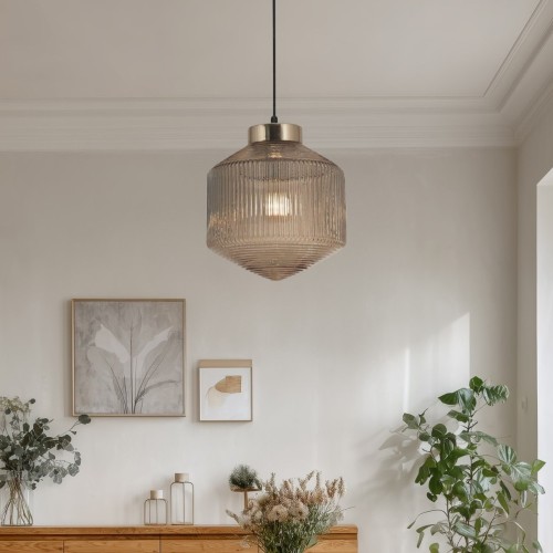 Colgante Mena Ambar E27 180mmxø260mm Vidrio - Ámbar