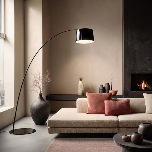 Lampara De Pie Tepic Negro 3xe27 Arco Minimalista Negro