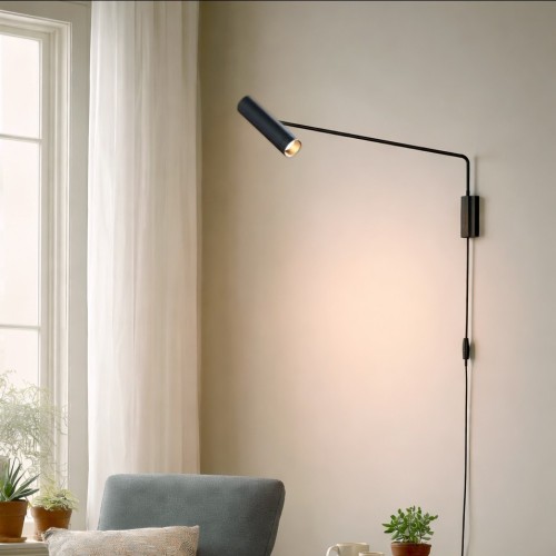 Aplique Ona Apl L 1xgu10 C/tecla 5.5x20cm Negro Negro