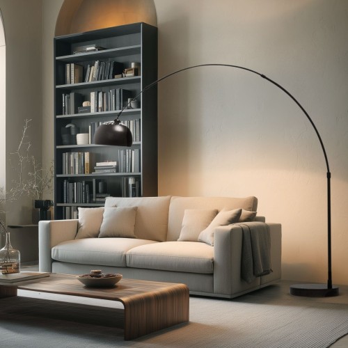 Lampara De Pie Rock Xl 27008/ne E27 Marmol Negro - Negro - Negro