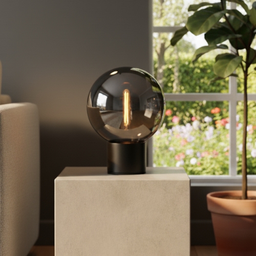 Lampara De Mesa Gamla 27039 E27 Humo Negro Transparente