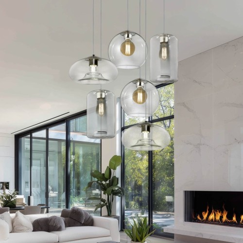 CoLG Desigual 6xe27 Base Redonda Cromo/vidrio Transparente Transparente