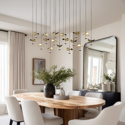 Colgante Dracera Led 17l Lineal 47w Negro/dorado Calido - Dorado