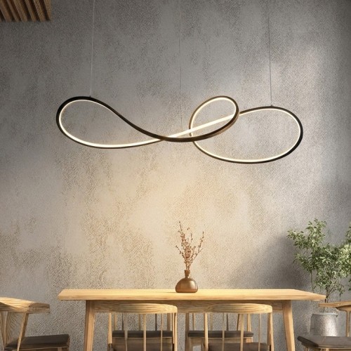 Colgante Moderno Flow Led 75w 1500x300mm Calido Negro Mate Negro