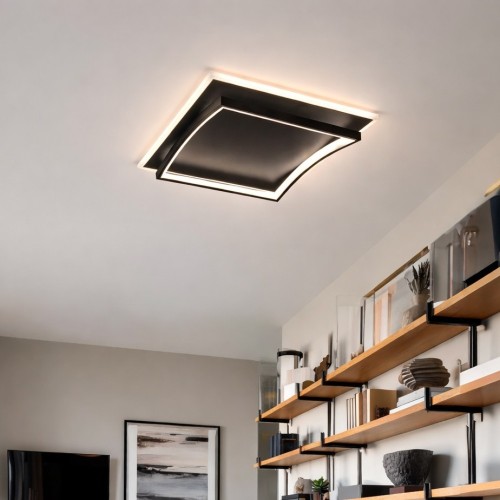 Plafon Pristin Led 32w Negro 400mm Led Blanco Dinámico Negro