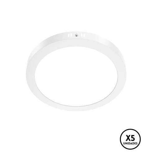 Plafon Led 18w Blanco Redondo Blanco Calido X5 Blanco