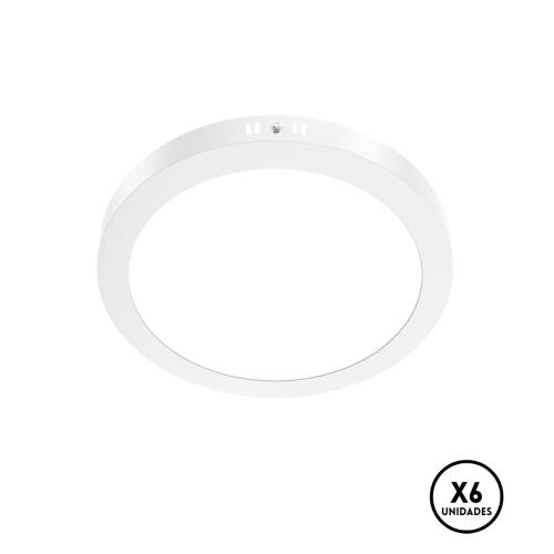 Plafon Led 12w Blanco Redondo Blanco Calido X6 Blanco