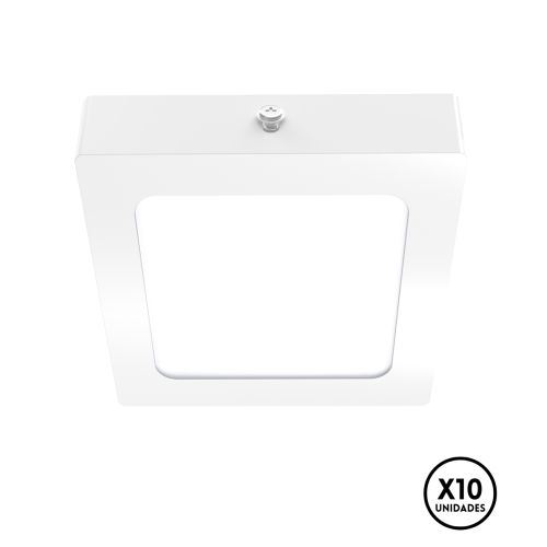 Plafon Led 6w Blanco Cuadrado Blanco Calido X10 Blanco