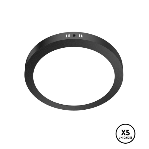 Plafon Led 24w Negro Redondo Blanco Calido X5 Negro
