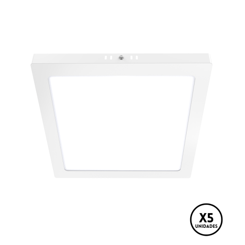 Plafon Led 18w Blanco Cuadrado Blanco Calido X5 Blanco