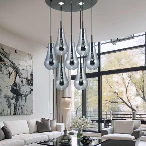 Colgante Drop 10xg9 1510 3x6w Vidrio/negro Ø60cm Negro