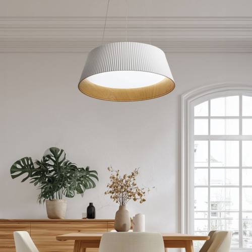Colgante Julia 45w Ø46cm903046 Blanco/simil Madera C/control Blanco