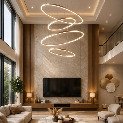 Colgante Hoop 809 4 Aros 100w 3000k Dimerizable Cromo Cromo